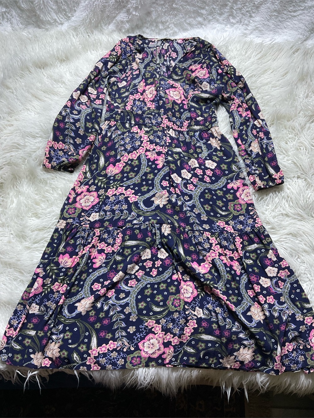 Loft Floral Paisley Tiered Dress